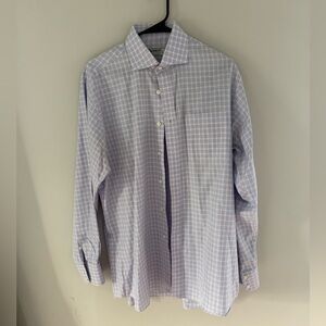 Huberross Italian Cloth Plaid Dress Shirt – 16.5 / 34 – Monogrammed Italy Fabric